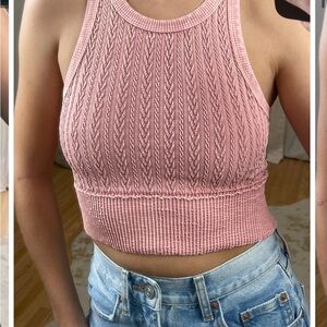 Nikibiki Pink Ribbed Knit Crop Top
